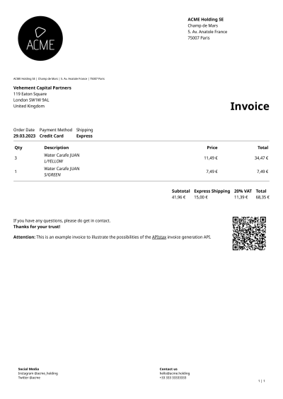 Traditional invoice PDF template