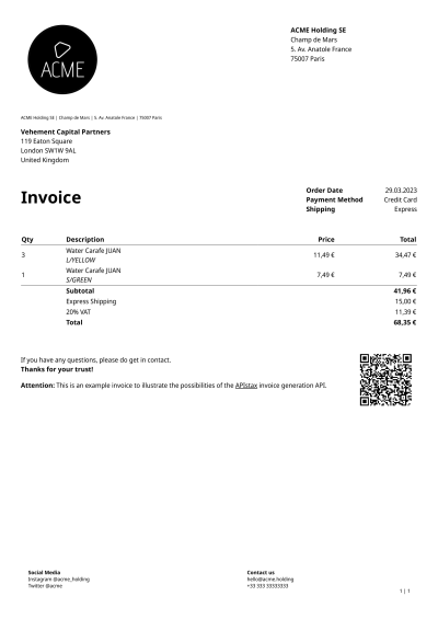 Minimalistic invoice PDF template