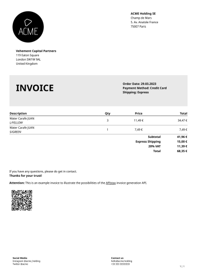 Classic invoice PDF template